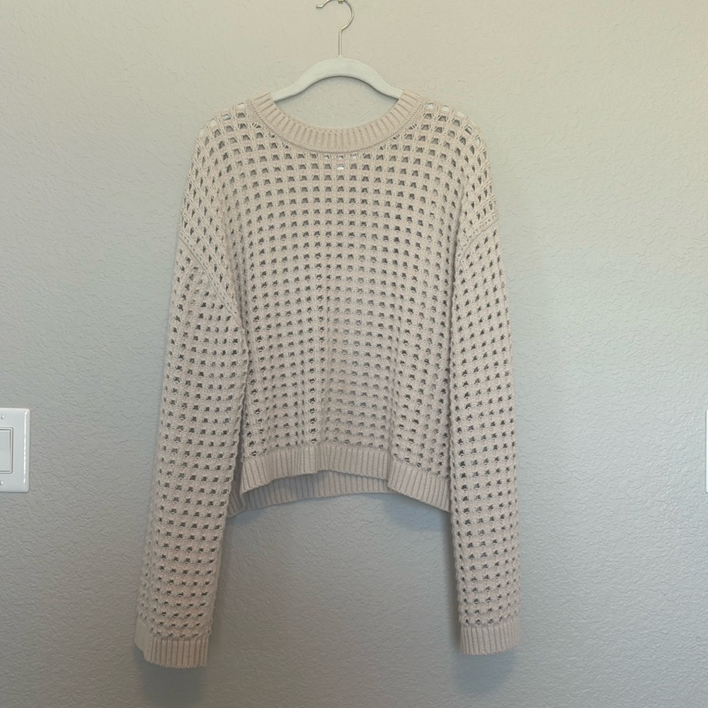Sammie Mesh Knit Crew Neck Sweater in Dune size Large he - Picture 3 of 12